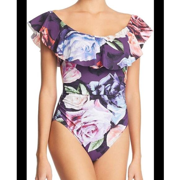 La Blanca Off the shoulder Ruffle One Piece Swimsuit 10 - Picture 1 of 4